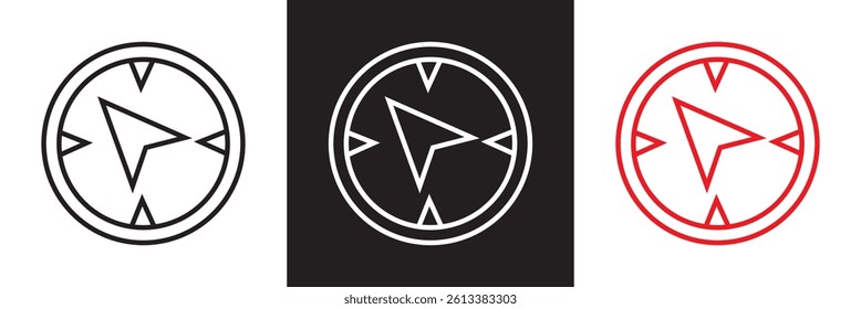 Compass simple icon.   Vector for websites, mobile interfaces, presentations, banner, visual branding etc. Vector illustration. isolated on white and black background. EPS 10