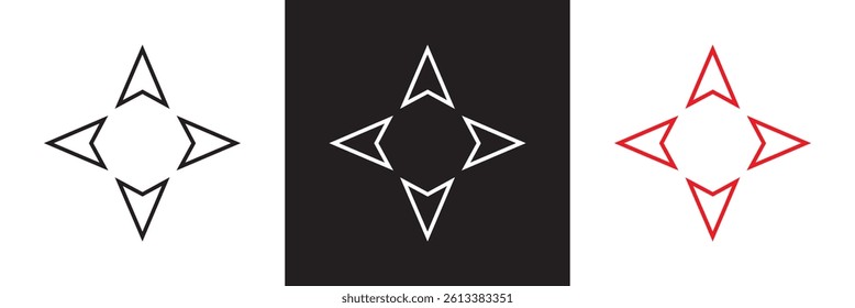 Compass simple icon.   Vector for websites, mobile interfaces, presentations, banner, visual branding etc. Vector illustration. isolated on white and black background. EPS 10