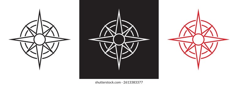 Compass simple icon.   Vector for websites, mobile interfaces, presentations, banner, visual branding etc. Vector illustration. isolated on white and black background. EPS 10