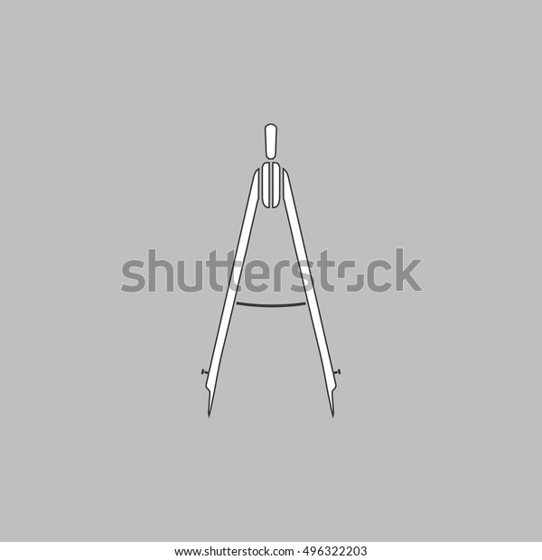 Compass Simple line\
vector button. Thin line illustration icon. White outline symbol on\
grey background