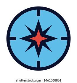Compass. Simple Vector Color Icon.