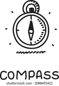 Compass. Sketchy hand-drawn vector illustration.