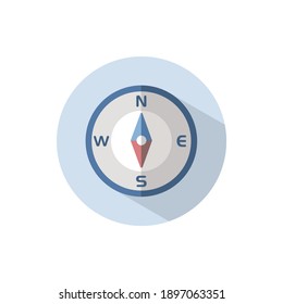 Compass south direction. Flat icon on a circle. Weather vector illustration