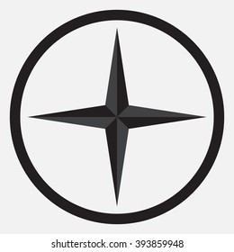 Compass star icon monochrome black white. 