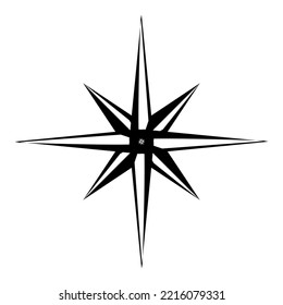 Compass star in lineart style. Outline vector illustration isolated on white background.