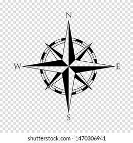 compass star on transparent background, adventure or journey concept, vector illustration