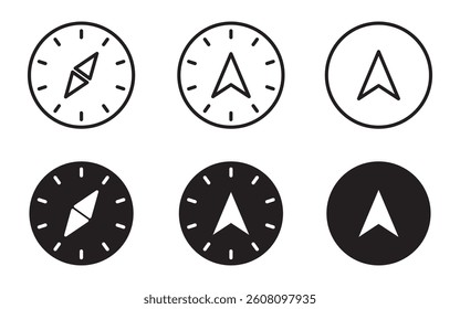 Compass stationary icon. Compass icon set navigation arrow symbol. navigation symbol in glyph icon.