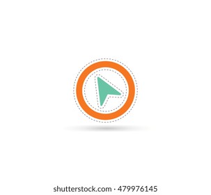 Compass. Sticker. Dotted Line.