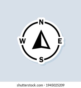 Compass sticker. Navigator arrow icon. Navigation technology, geolocation customizable illustration. GPS guide cursor. Vector on isolated background. EPS 10.