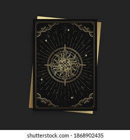 Compass and style luxury enggraving  spiritual guidance tarot reader Colorful gradient design posters 