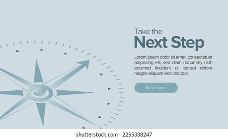 Compass to Success with Take the Next Step Button Vector Illustration