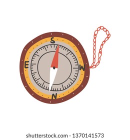Compass, Summer Travel Equipment Tool Vector Illustration