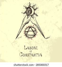 compass with sun and moon mystic sacred symbols