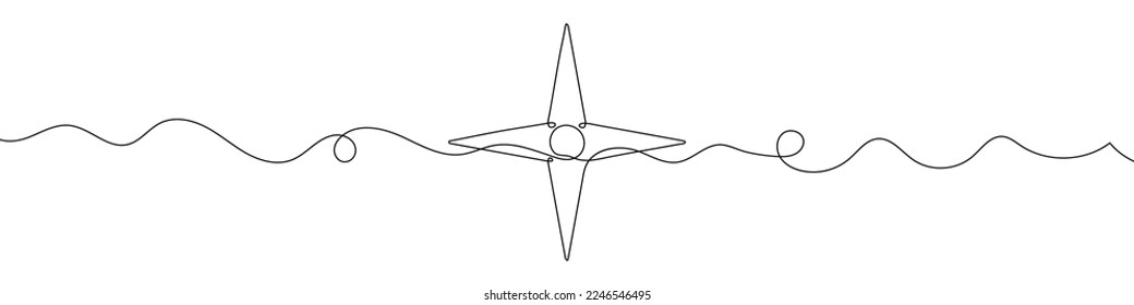 Compass symbol in continuous line drawing style. Line art of compass icon. Vector illustration. Abstract background