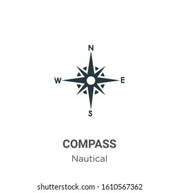 Compass symbol glyph icon vector on white background. Flat vector compass symbol icon symbol sign from modern nautical collection for mobile concept and web apps design.