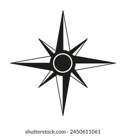 Símbolo de brújula. Icono de navegación. Estilo de silueta.