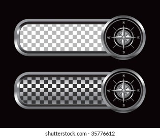 compass symbol on checkered tabs