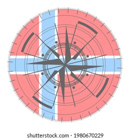 Compass symbol on geometry pattern and national flag