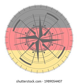 Compass symbol on geometry pattern and national flag