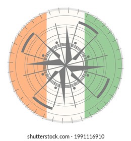 Compass symbol on geometry pattern and national flag
