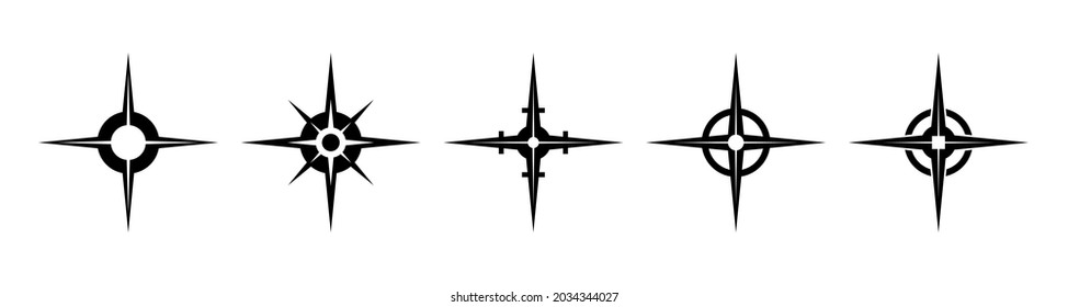 Compass symbol vector set.  North sign icon.