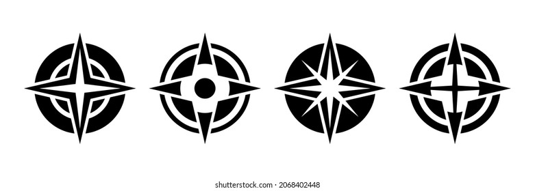 Compass symbol vector set. North sign icon.