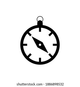 compass symbol white background vector icon, compass with west icon