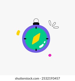 Compass Symbolizing Navigation And Direction In Flat Vector Illustration Representing Adventure, Isolated On White Background.