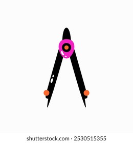 Compass symbolizing precision, geometry, and measurement in flat vector illustration, isolated on white background.
