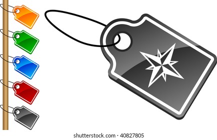  Compass tag set. Vector illustration.