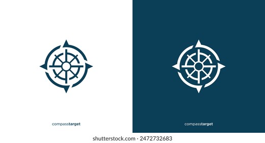 Compass Target Logo Designs. Compass and Target Symbol. Navigation Logo, Icon, Symbol, Vector, Design Template.