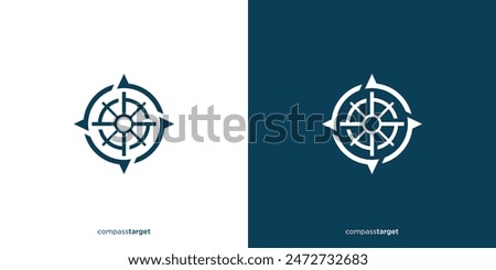 Compass Target Logo Designs. Compass and Target Symbol. Navigation Logo, Icon, Symbol, Vector, Design Template.