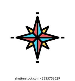 compass tattoo art vintage color icon vector. compass tattoo art vintage sign. isolated symbol illustration