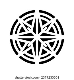 compass tattoo art vintage glyph icon vector. compass tattoo art vintage sign. isolated symbol illustration