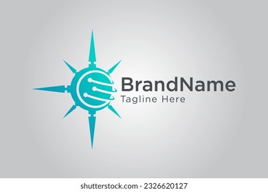 Compass technology communication logo design template element vector