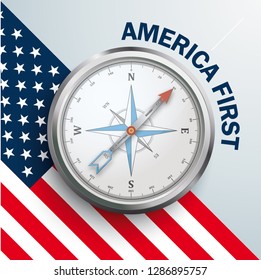 Compass with the text America First. Eps 10 vector file.
