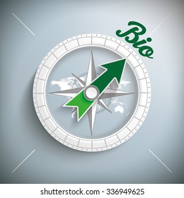 Compass with text Bio. Eps 10 vector file.