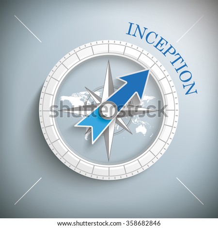 Compass with text inception on the gray background. Eps 10 vector file.
