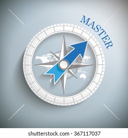 Compass with the text Master. Eps 10 vector file.