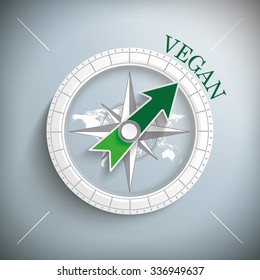 Compass with text Vegan. Eps 10 vector file.