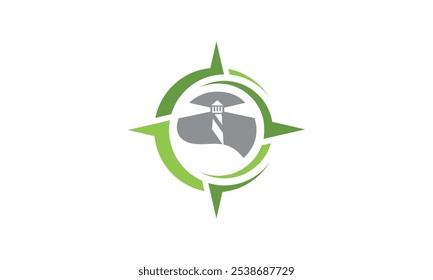 a compass themed graphic image, white background. vector graphic base.