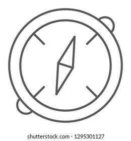 Compass thin line icon, destination and equipment, navigation sign, vector graphics, a linear pattern on a white background, eps 10.