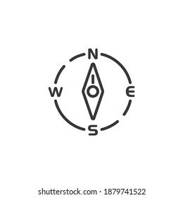 Icono de línea delgada de compás. Dirección norte. Ilustración de vectores meteorológicos aislados