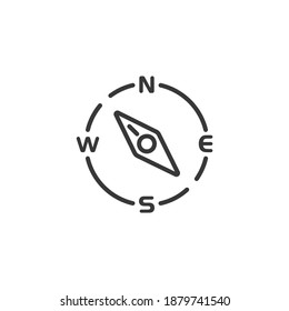 Compass thin line icon. North west direction. Isolated weather vector illustration