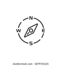 Kompass das Symbol für dünne Linien. Südwestrichtung. Alleinstehende Wettervektorgrafik