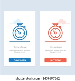 Compass, Timer, Time, Hotel  Blue and Red Download and Buy Now web Widget Card Template