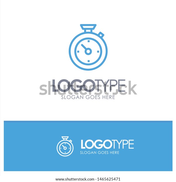 Compass Timer Time Hotel Blue Logo Stock Vector Royalty Free