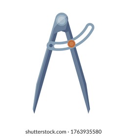 Compass Tool or Divider, Surveyor, Geodetic Engineering Instrument Flat Style Vector Illustration on White Background