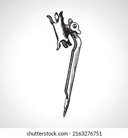 Brújula. Herramienta para dibujar círculos y arcos. Imagen vectorial Doodle. Aislado sobre fondo blanco.