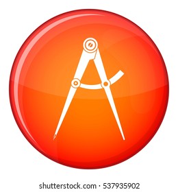 Compass tool icon in red circle isolated on white background vector illustration